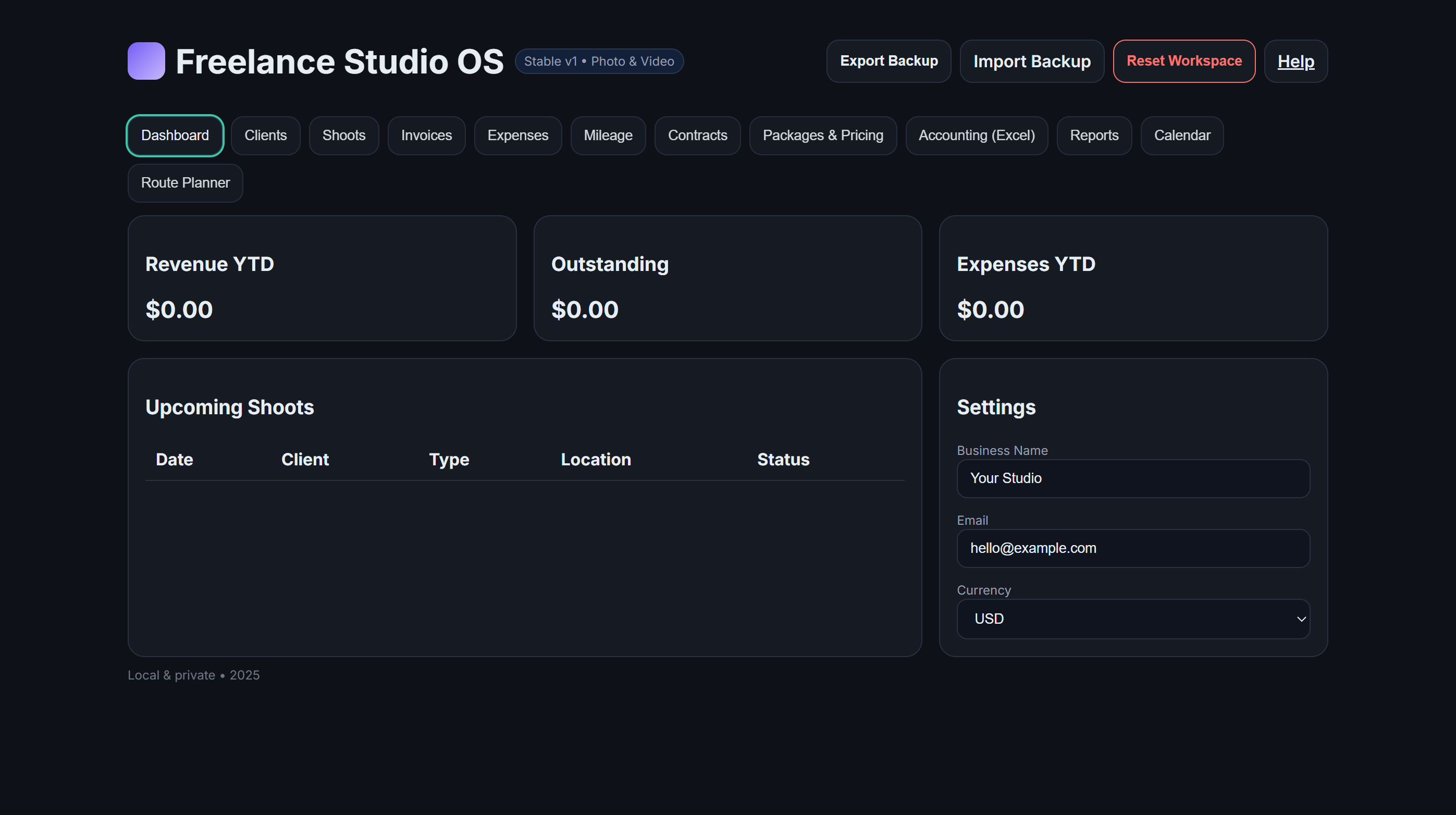 Freelance Studio OS — All-in-One Toolkit for Photographers & Videographers